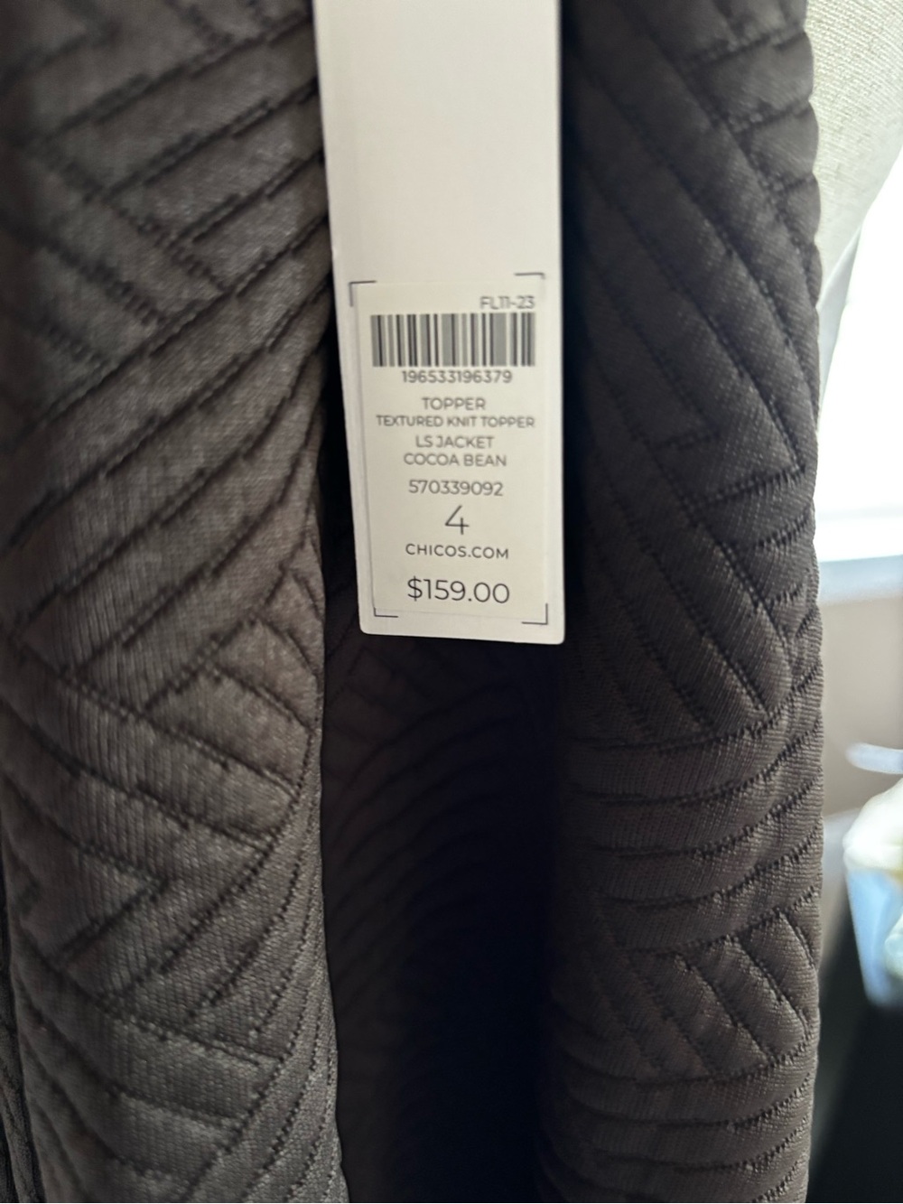 *NEW* Chico’s Textured Knit Long Sleeve Topper - Cocoa Bean - Size 20 - Picture 6 of 7